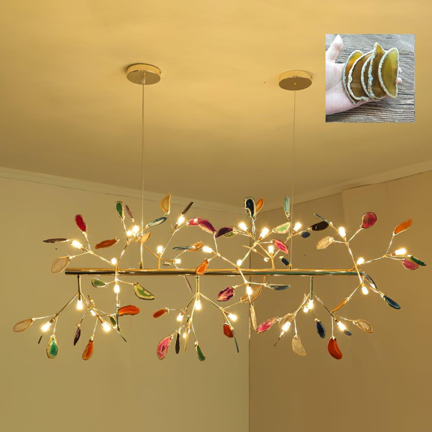 Lustra Chandelier Feuille Colorée Bras Dorés - Neutralighting