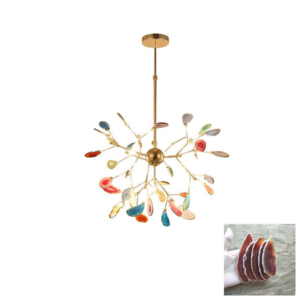 Lustra Chandelier Feuille Colorée Bras Dorés - Neutralighting
