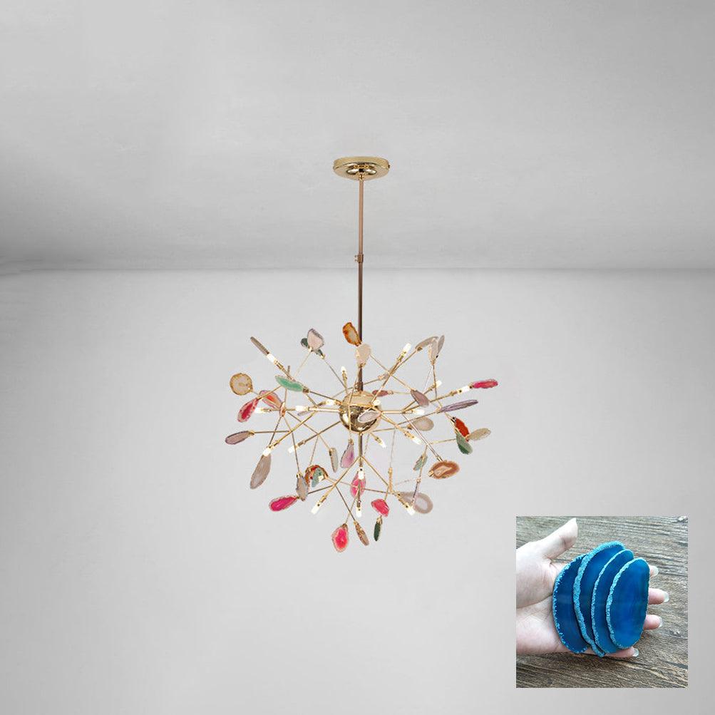 Lustra Chandelier Feuille Colorée Bras Dorés - Neutralighting