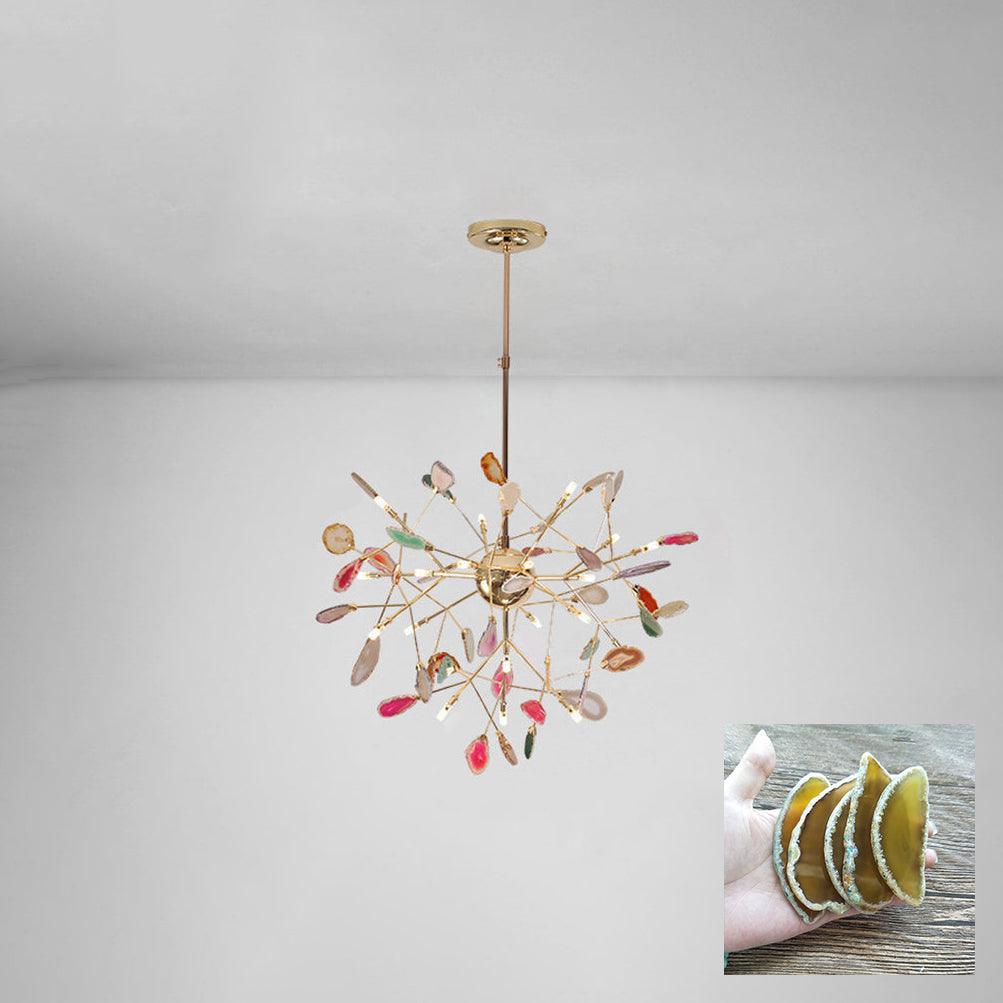 Lustra Chandelier Feuille Colorée Bras Dorés - Neutralighting