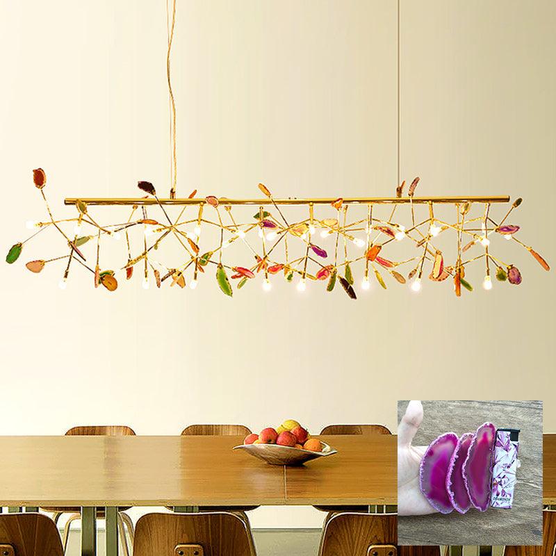 Lustra Chandelier Feuille Colorée Bras Dorés - Neutralighting
