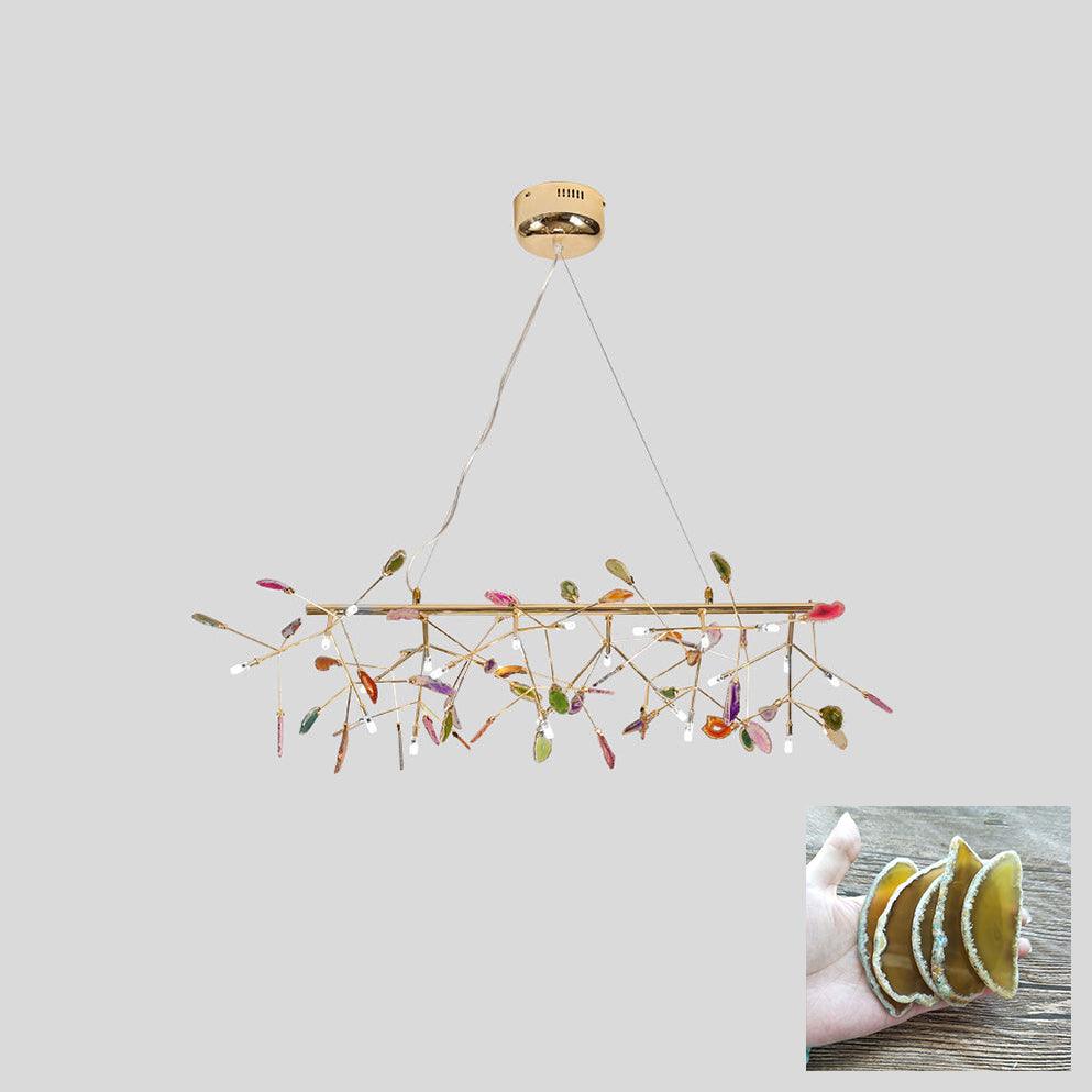 Lustra Chandelier Feuille Colorée Bras Dorés - Neutralighting