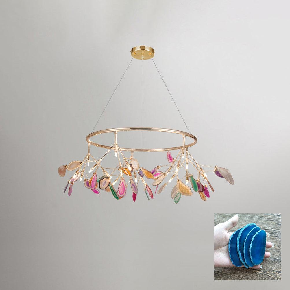 Lustra Chandelier Feuille Colorée Bras Dorés - Neutralighting