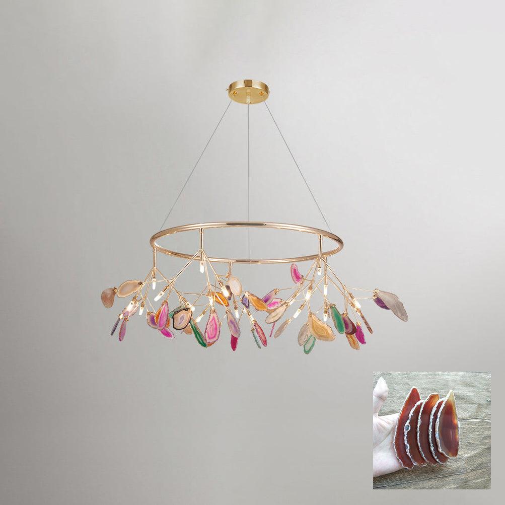 Lustra Chandelier Feuille Colorée Bras Dorés - Neutralighting