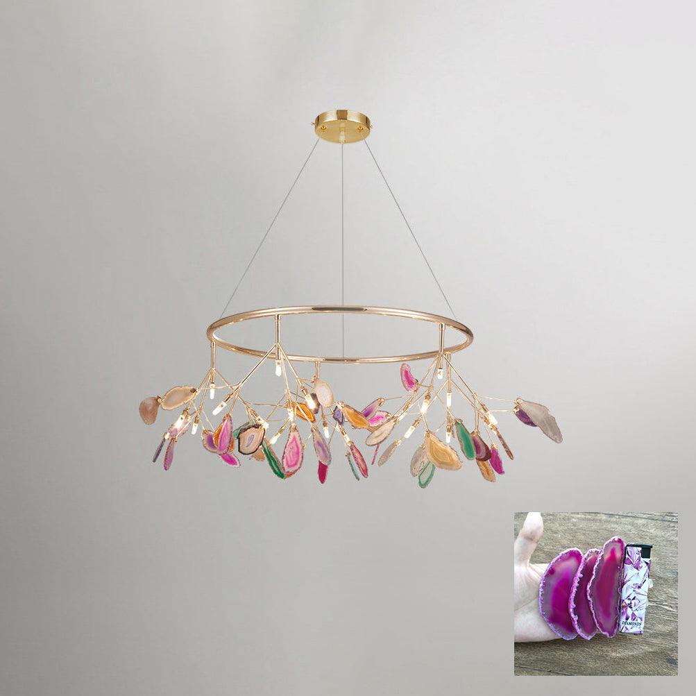 Lustra Chandelier Feuille Colorée Bras Dorés - Neutralighting