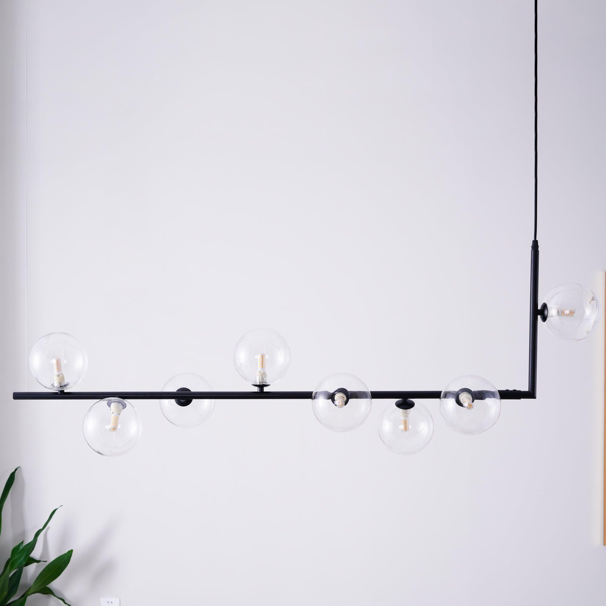 Lustra Chandelier en Verre avec Structure en Acier Noir Linéaire - Neutralighting