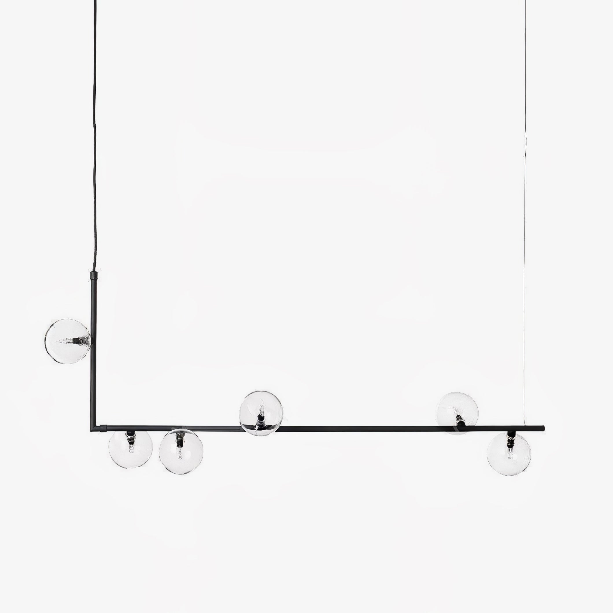 Lustra Chandelier en Verre avec Structure en Acier Noir Linéaire - Neutralighting