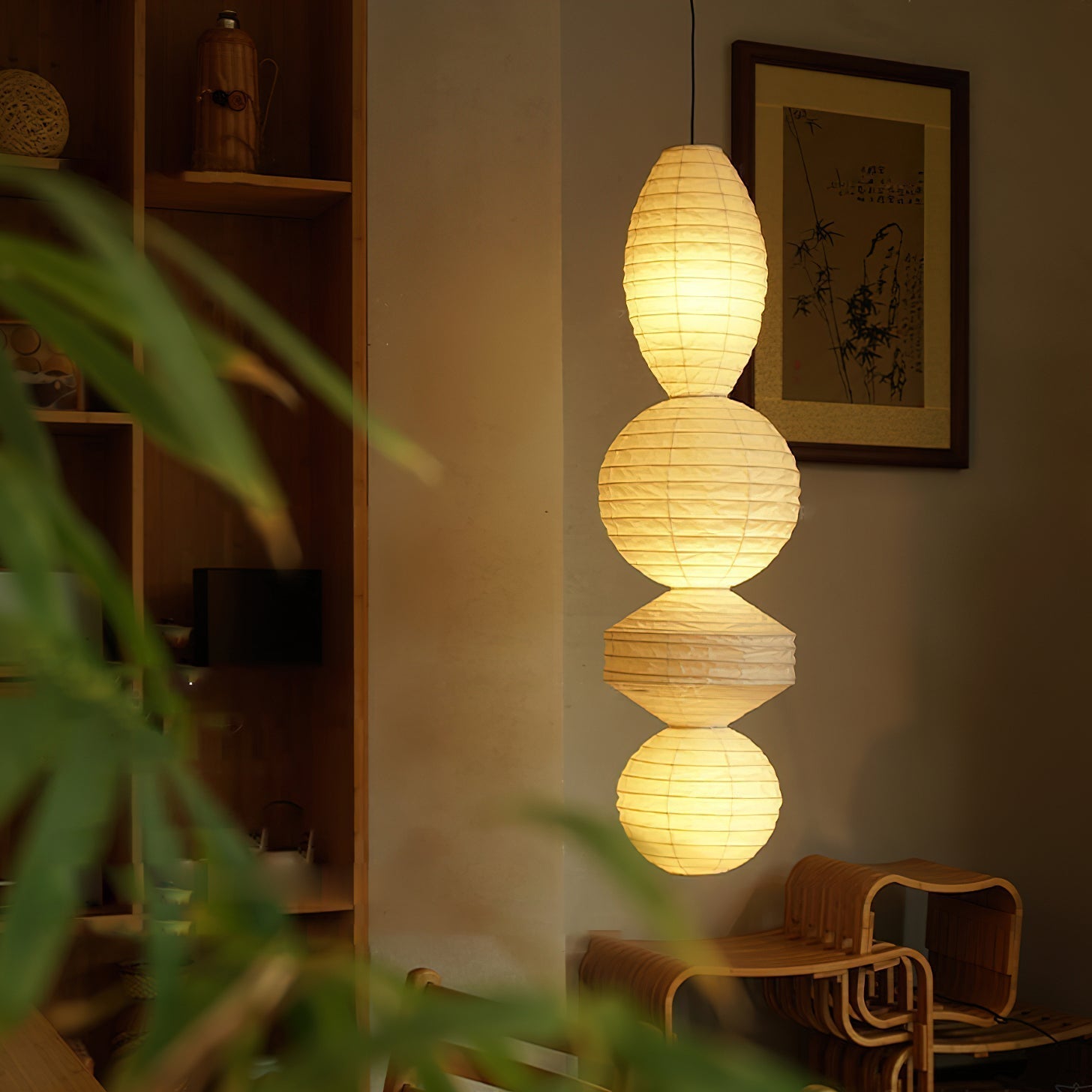 Nami Suspension lanterne en papier style wabi-sabi