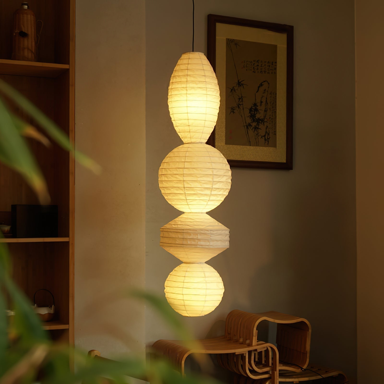 Nami Suspension lanterne en papier style wabi-sabi