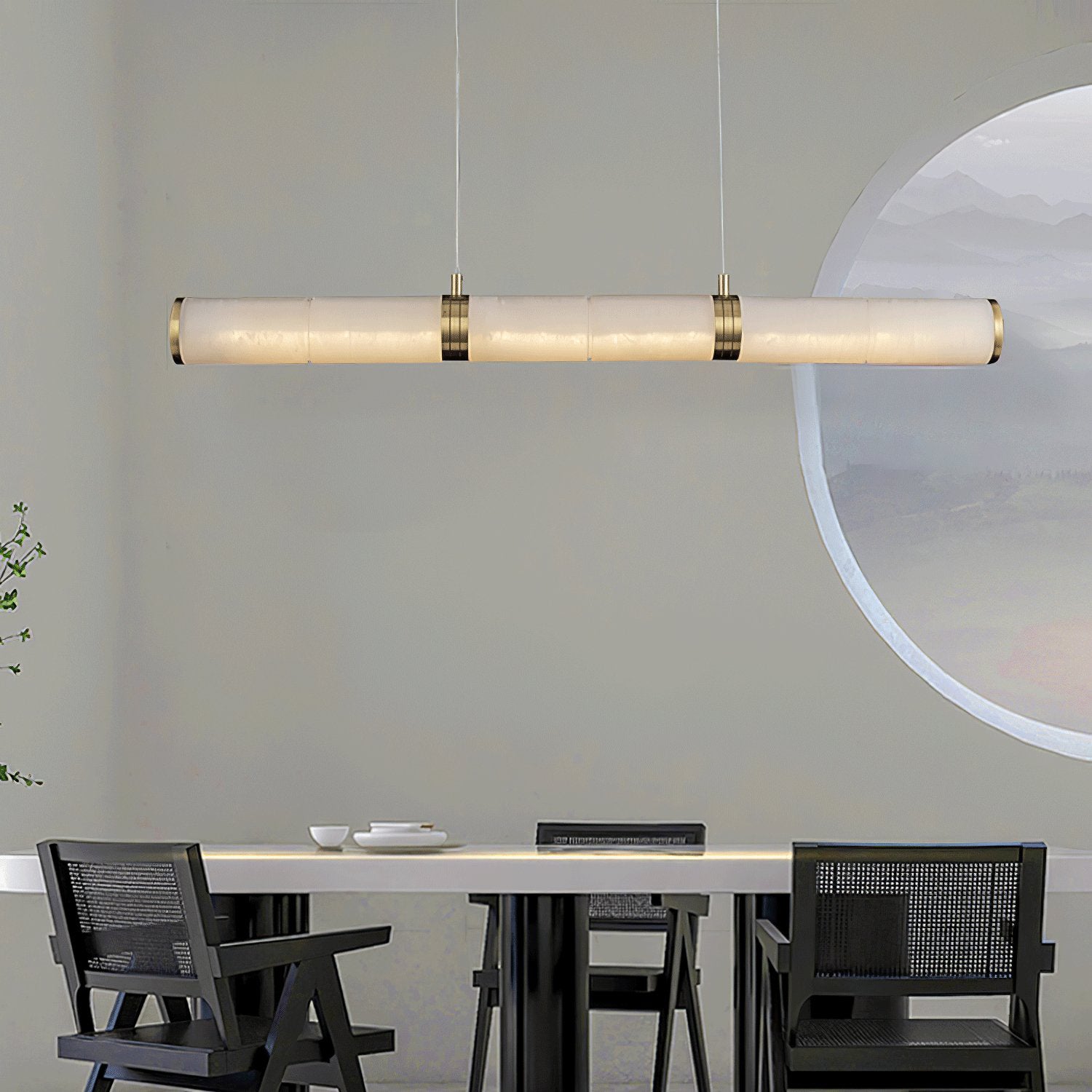 Eira Minimaliste Albâtre Linéaire Pendentif Lumière - Neutralighting