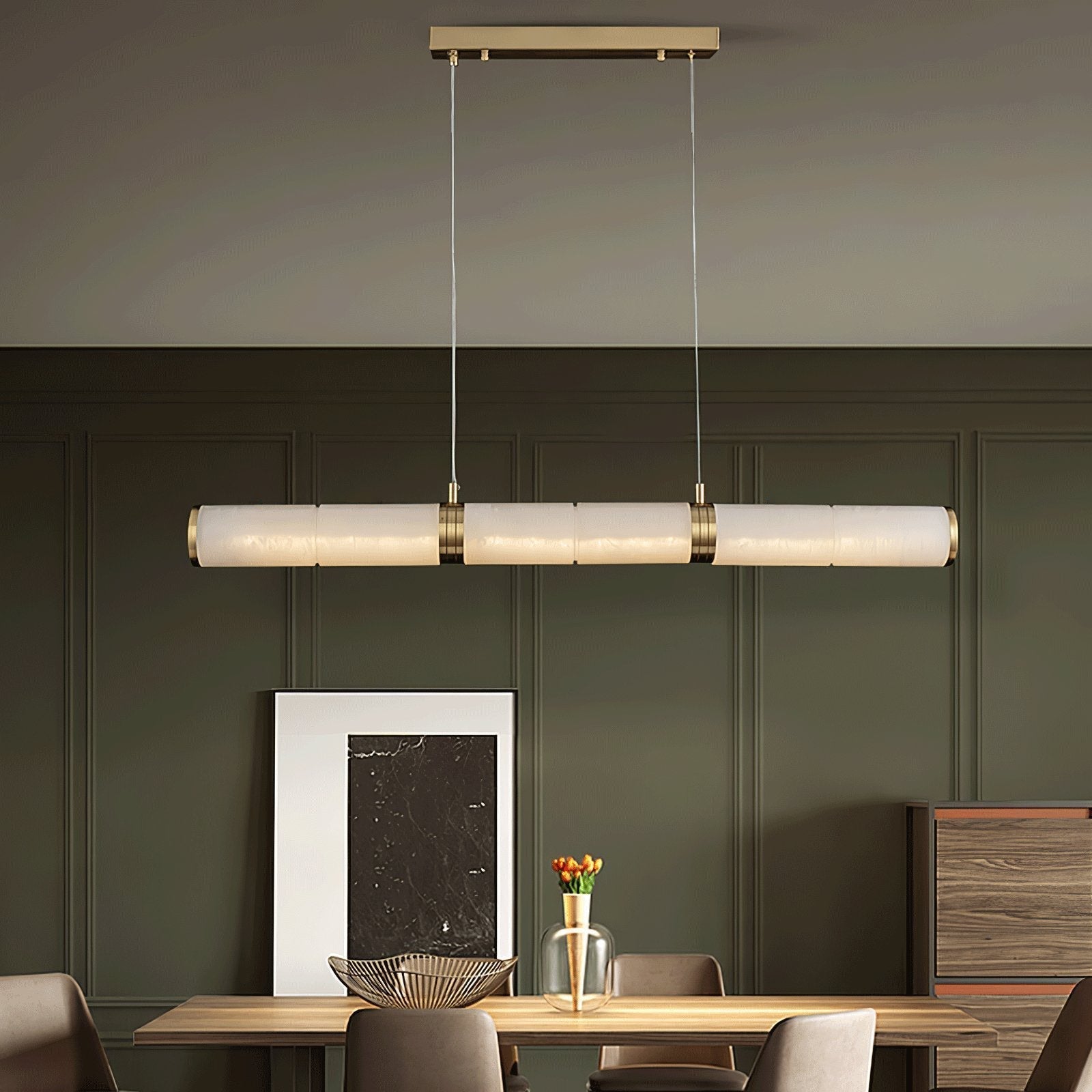 Eira Minimaliste Albâtre Linéaire Pendentif Lumière - Neutralighting