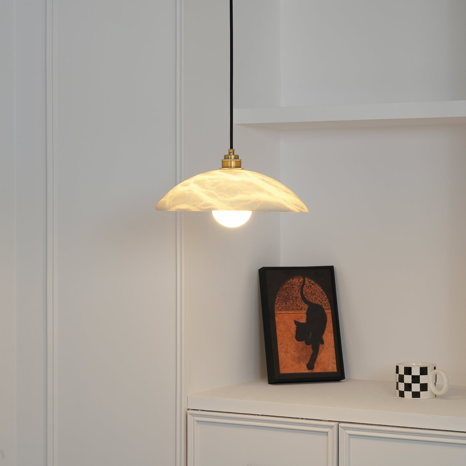 Delin Suspension Dôme en Albâtre & Laiton