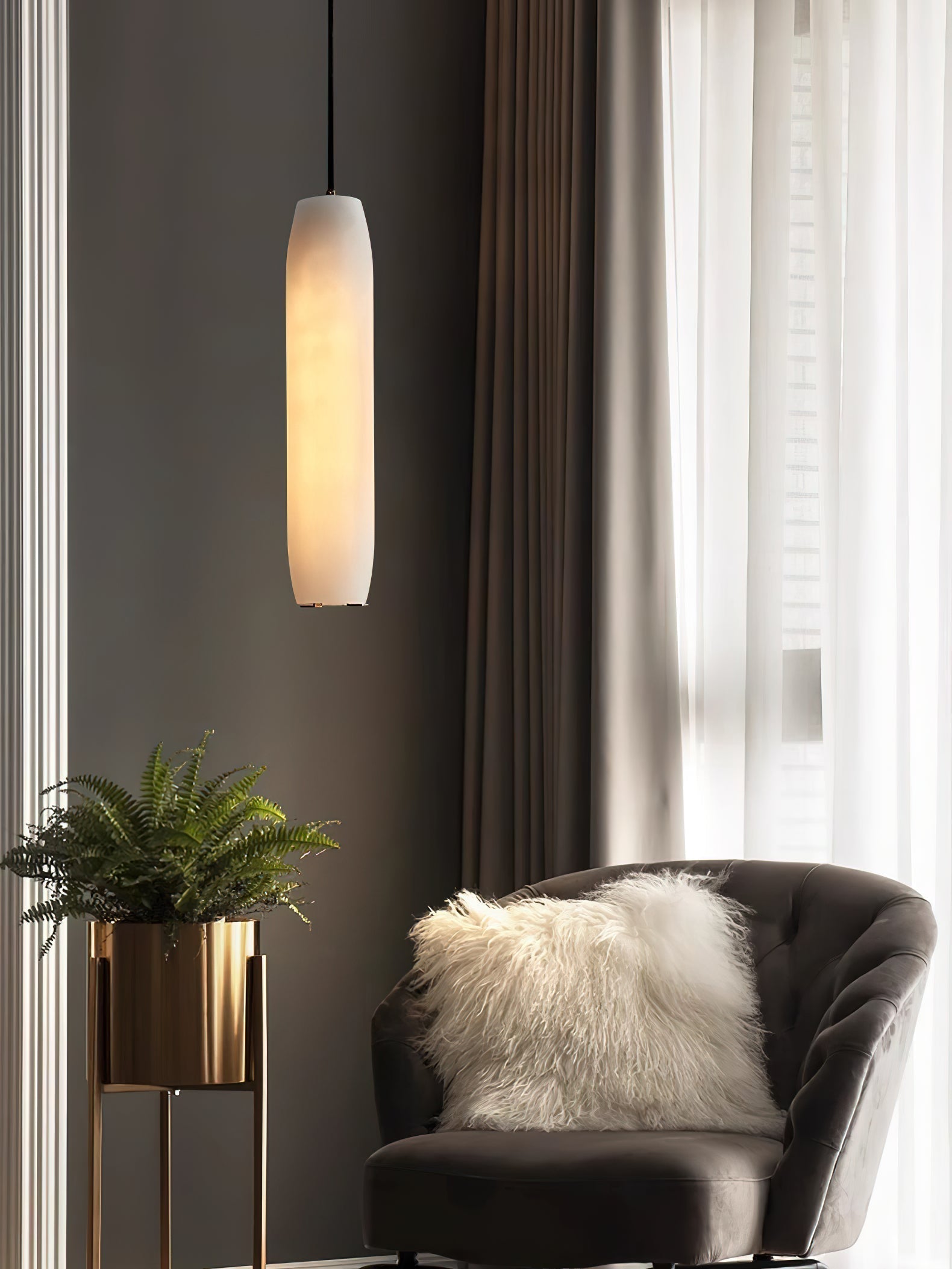 Kvennuvye Flute Modern Minimalist Metal Pendant Light - Lamp Copper