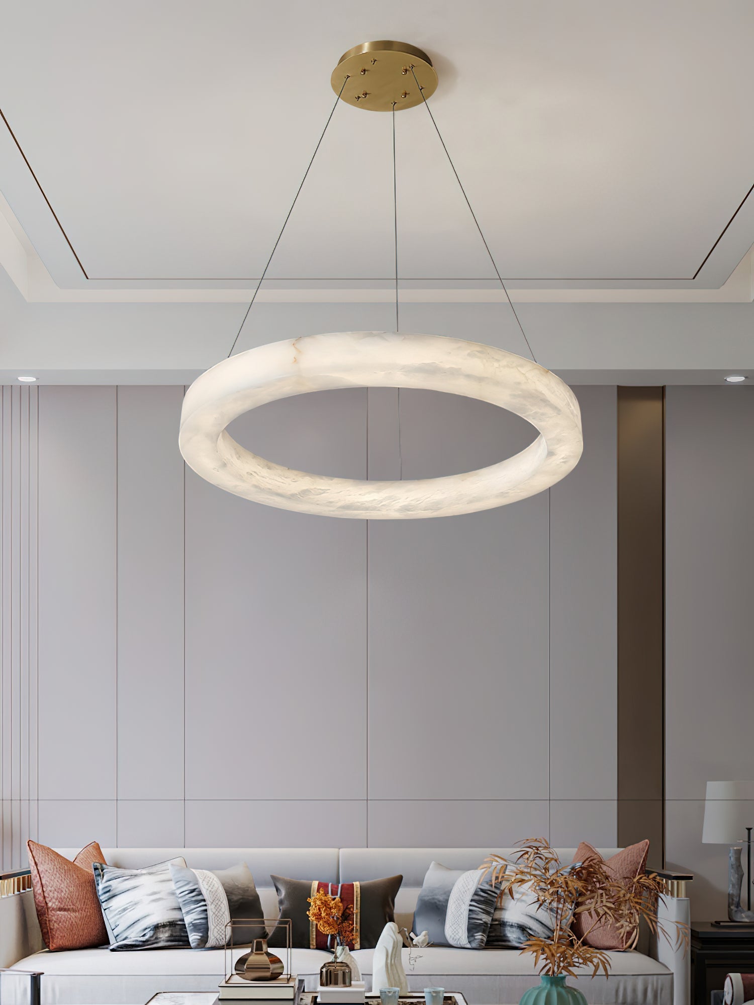 Plotuvyn Chandelier Anneau Albâtre Luxe Salon - Neutralighting