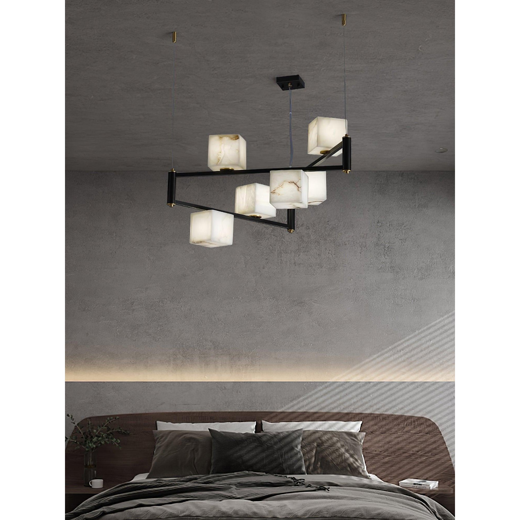 Ostruvye Individual Creativity Box Alabaster Chandelier - Lamp Copper