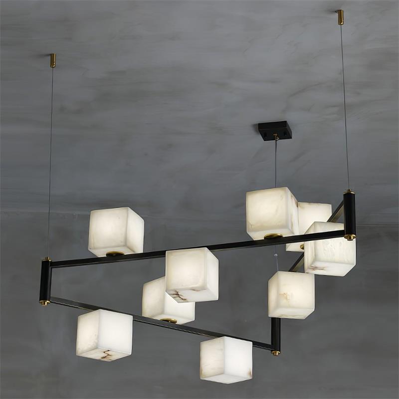 Ostruvye Individual Creativity Box Alabaster Chandelier - Lamp Copper