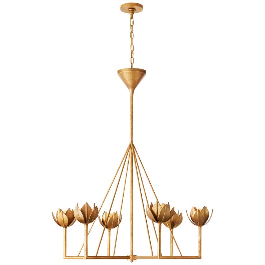 Alberto Modern Minimalist Floral Brass Chandelier - Lamp Copper