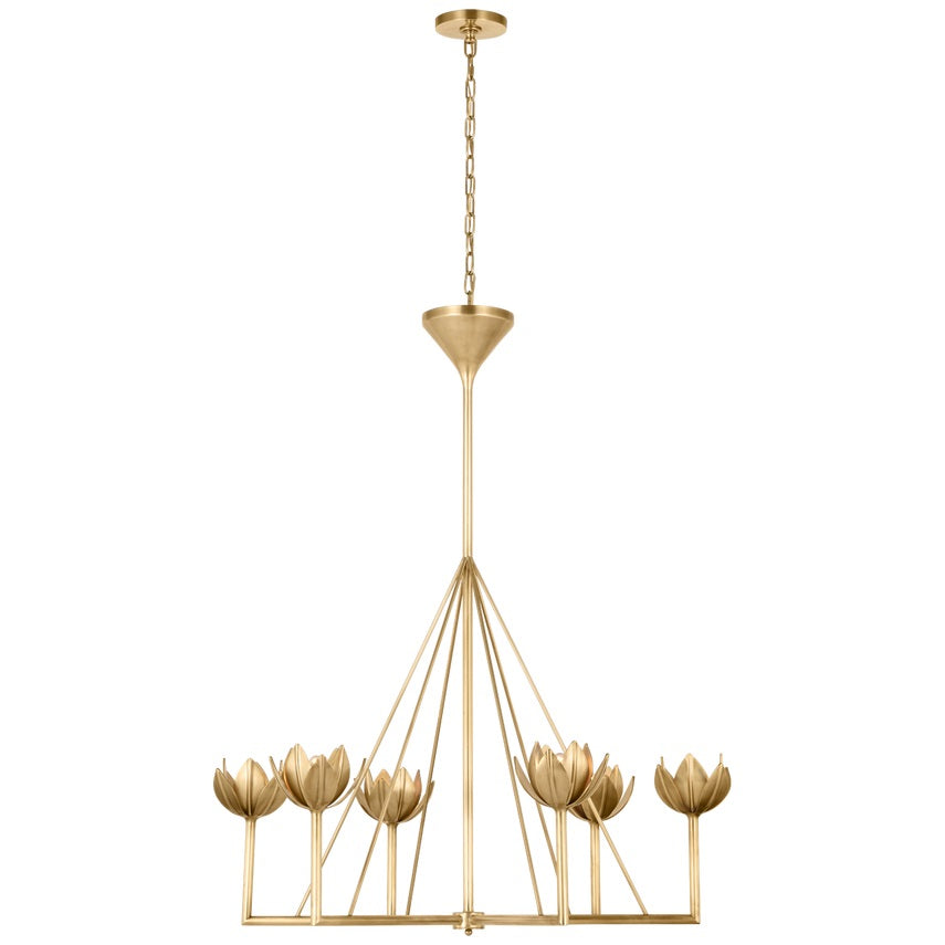 Alberto Modern Minimalist Floral Brass Chandelier - Lamp Copper
