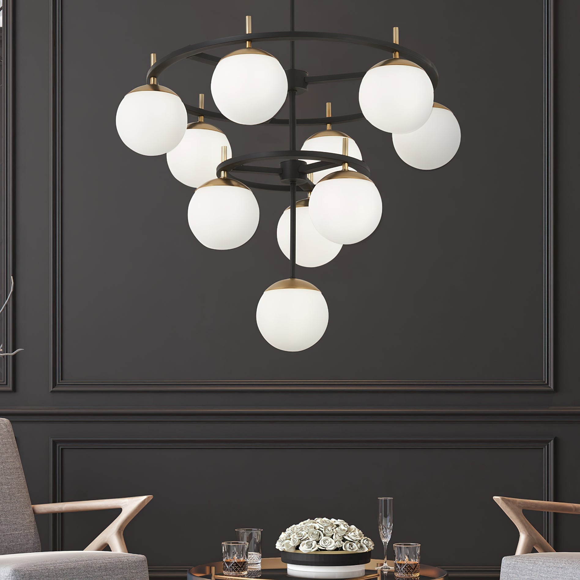 Ornuvyn Modern Minimalist Glass Chandelier - Lamp Copper