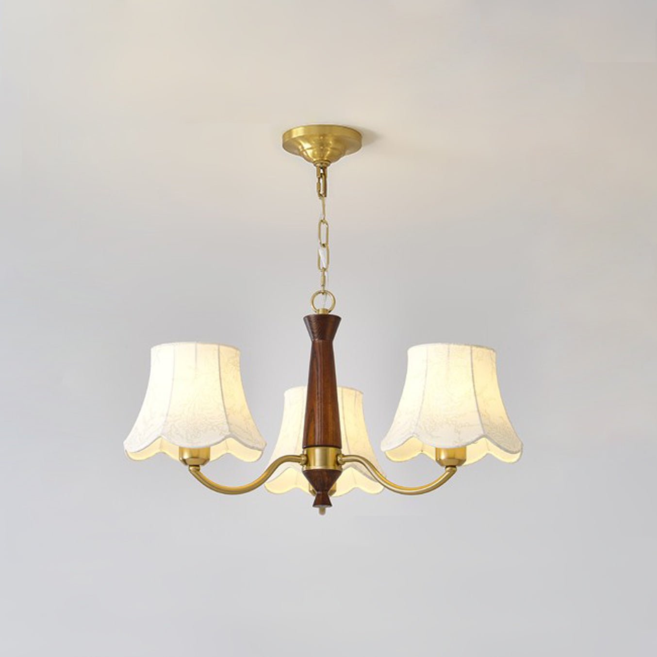 Lustra Chandelier Laiton Tissu Bras Courbés - Neutralighting
