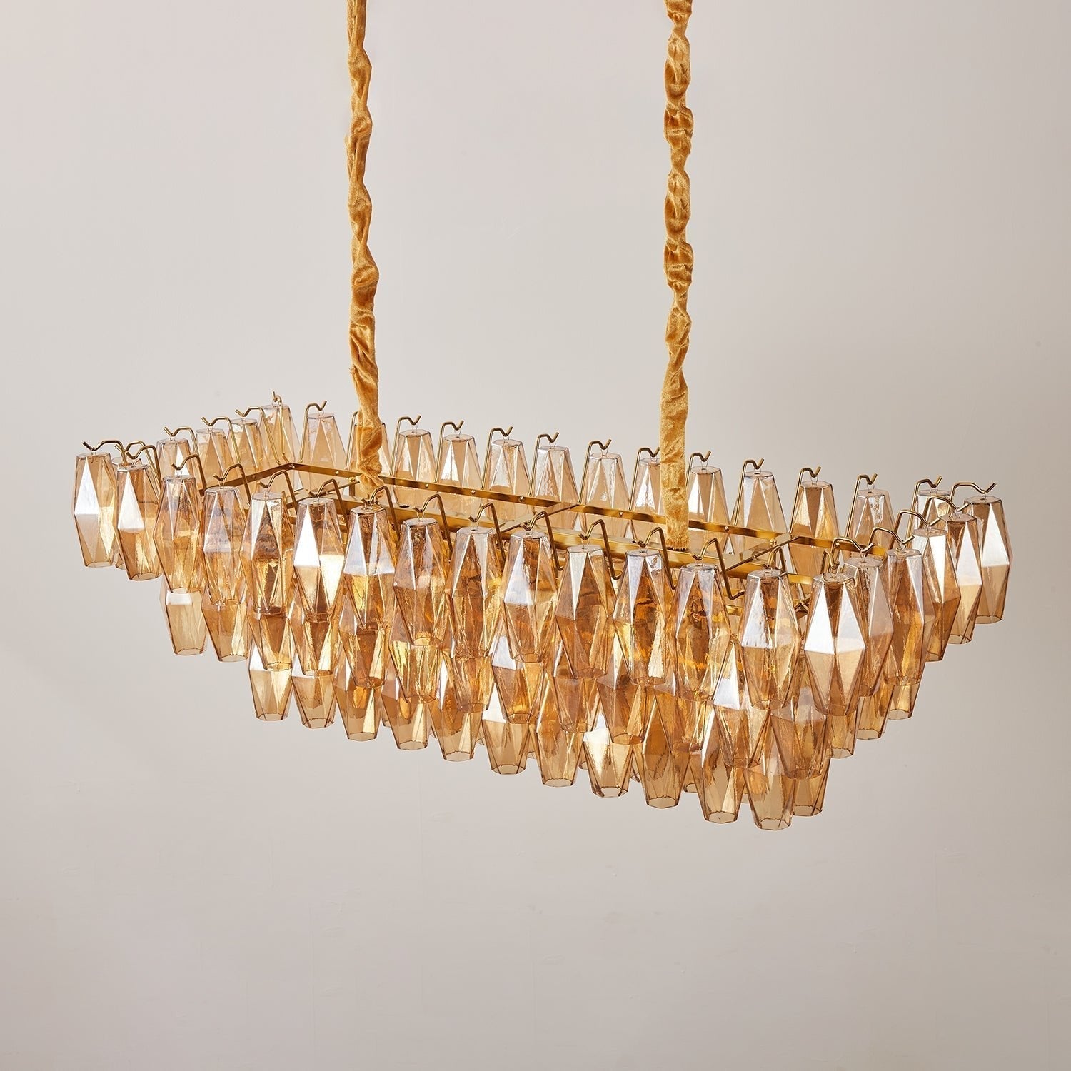 Aurora Chandelier Rectangulaire en Verre Prism Ambre Superposé - Neutralighting