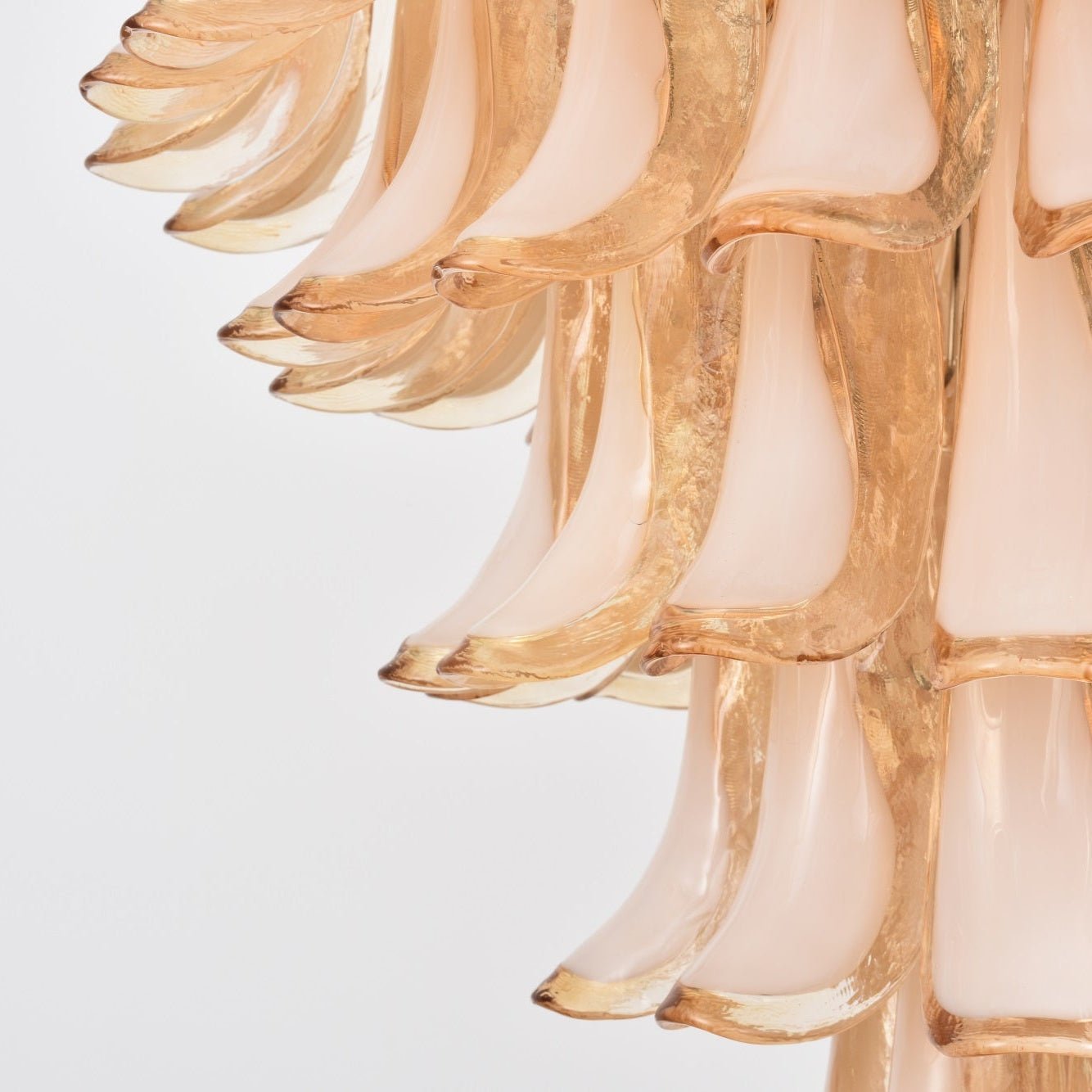 Aurora Chandelier Amber Murano Glass Petal Layered Luxury - Letslighting