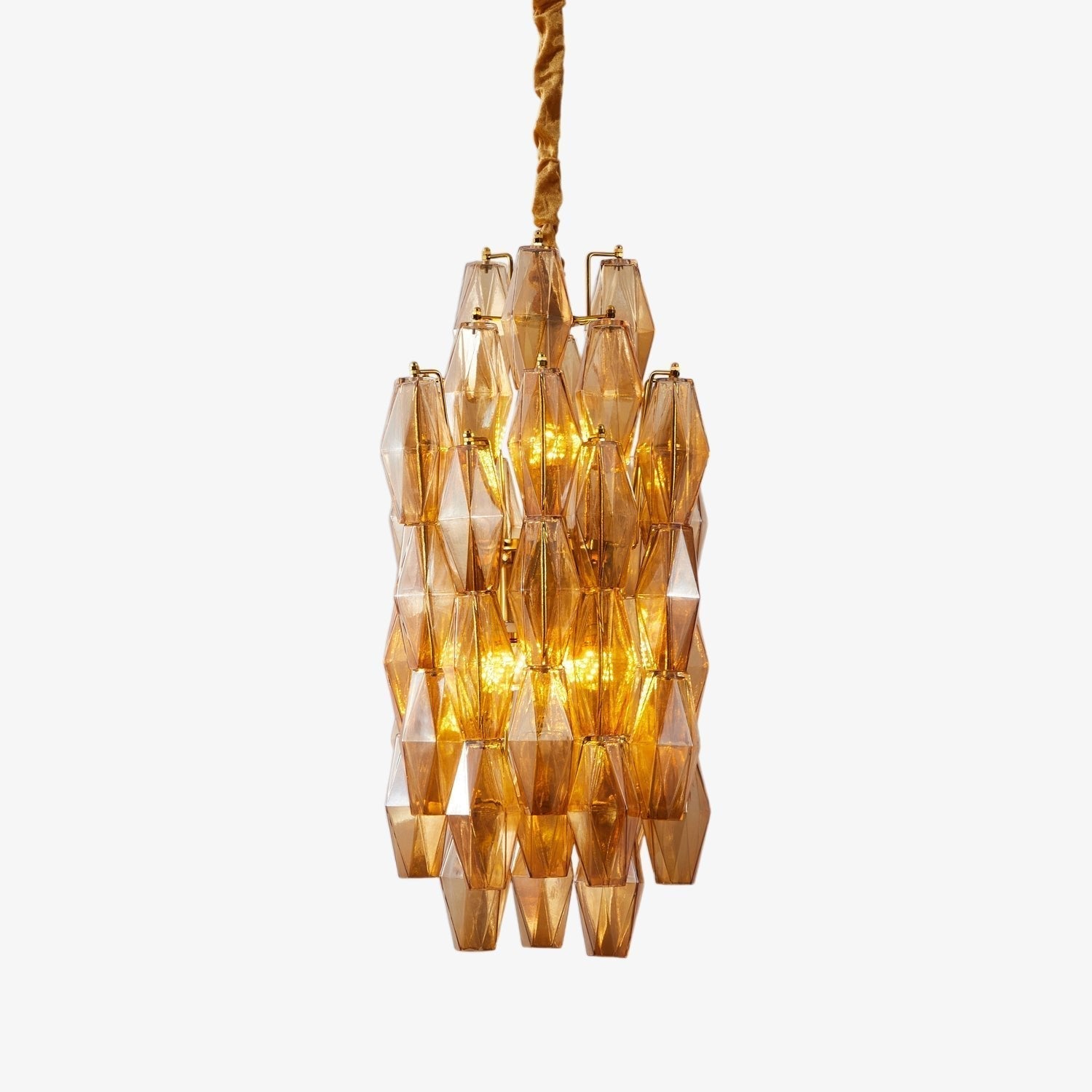 Aurora Lustre Ambre Prisme Long Cascadant Verre - Neutralighting