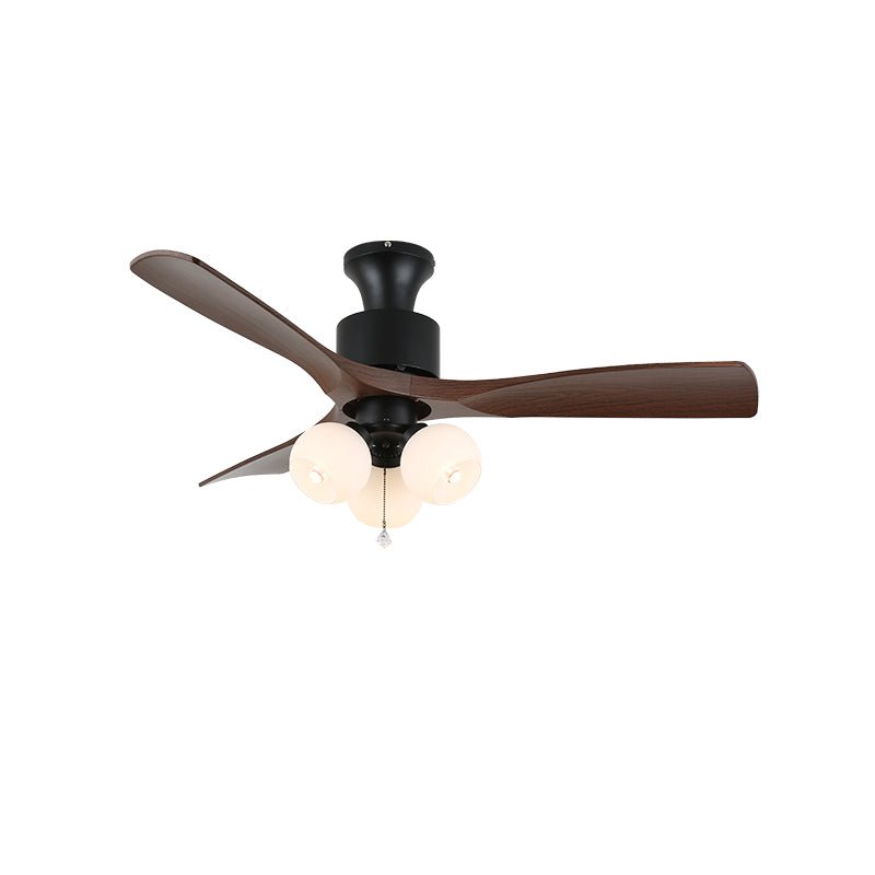 Ventilateur de Plafond Veloria Vintage en Verre et Bois avec Lumière