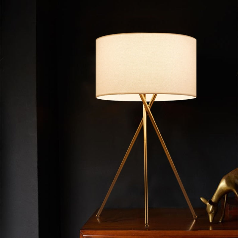 Mira Lampadaire/Lampe de Table Cylindre Moderne, Métal/Tissu, Blanc, Salon - Neutralighting