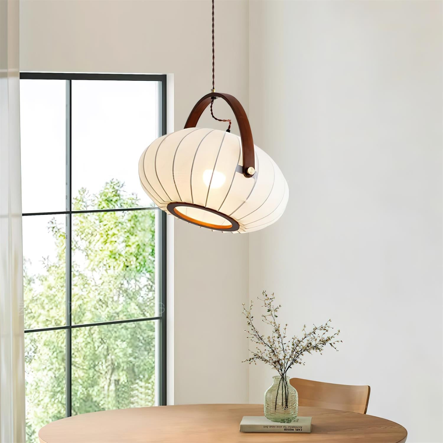 Antonio Pendant Lamp Pleated Fabric Lantern Organic - Letslighting