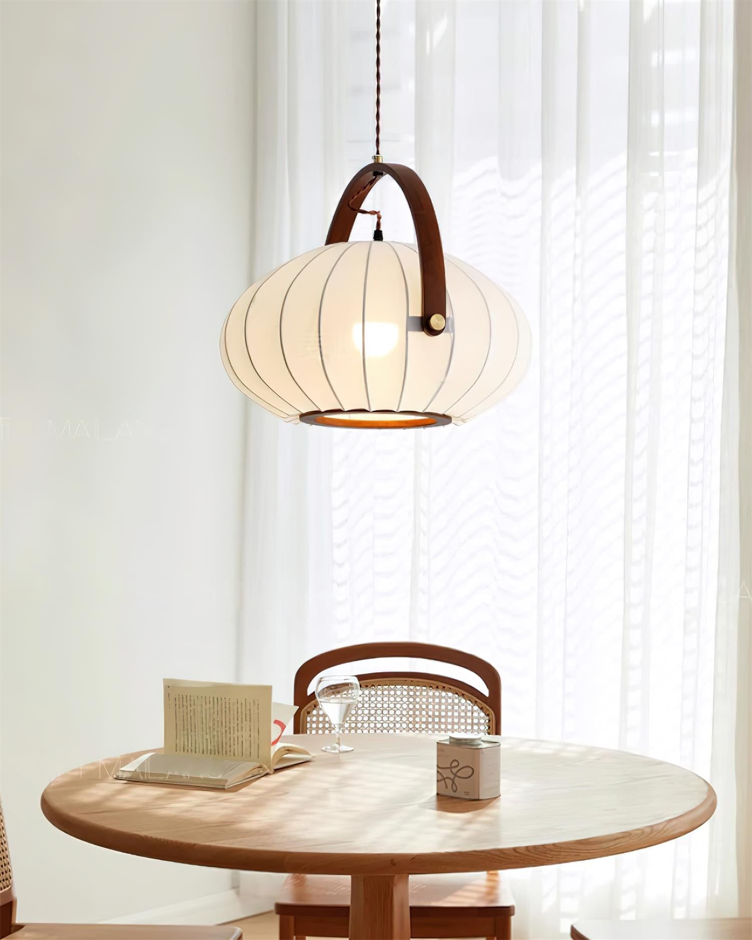 Antonio Pendant Lamp Pleated Fabric Lantern Organic - Letslighting