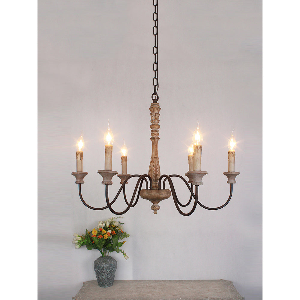 Ljomuvyi Lustre Traditionnel En Métal Et Bois De Style Ferme - Neutralighting