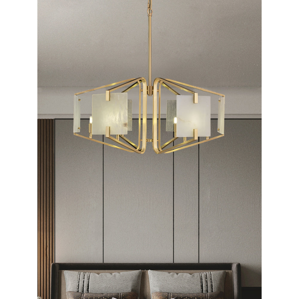 Plotuvys Chandelier Laiton Albâtre Luxe Postmoderne - Neutralighting