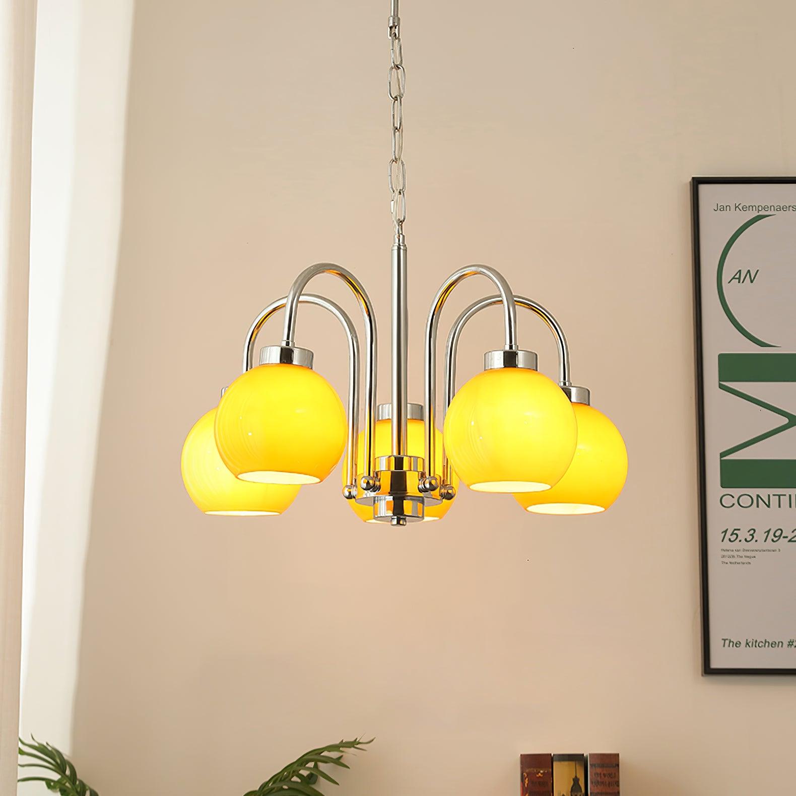Lustra Chandelier Boules en Verre Jaune - Neutralighting
