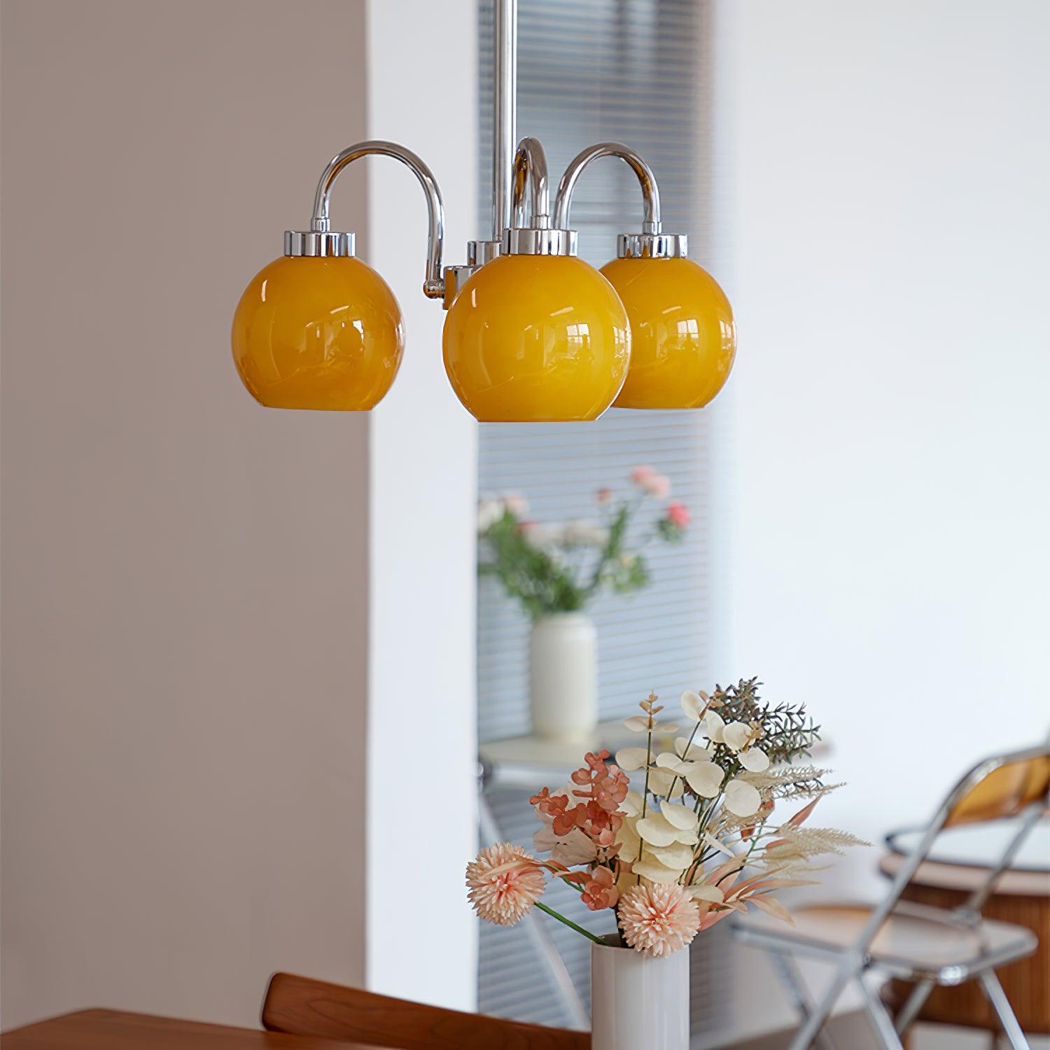 Lustra Chandelier Boules en Verre Jaune - Neutralighting