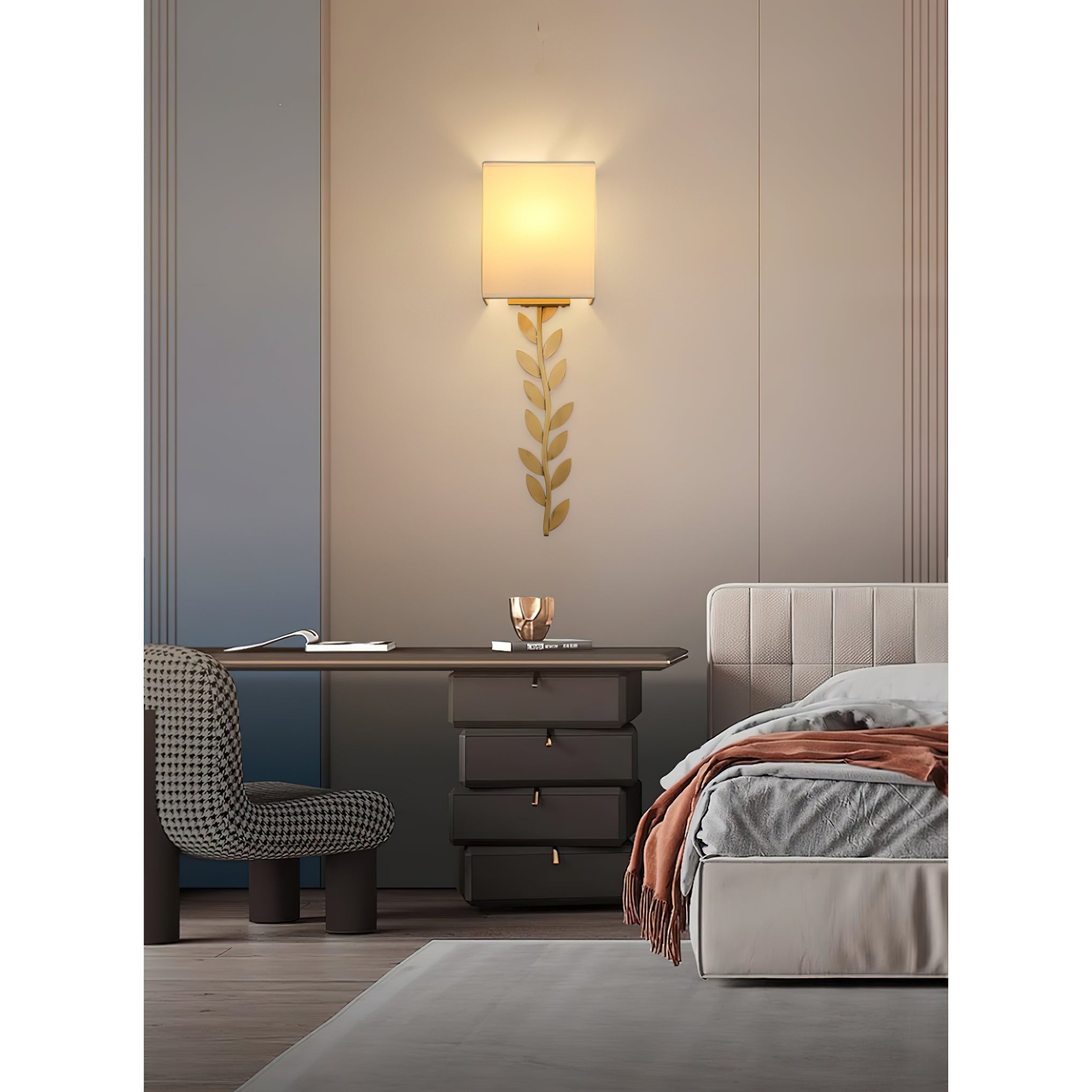Plotuvyo Lampe Murale Métal Laiton Tissu Grove Minimaliste Moderne - Neutralighting