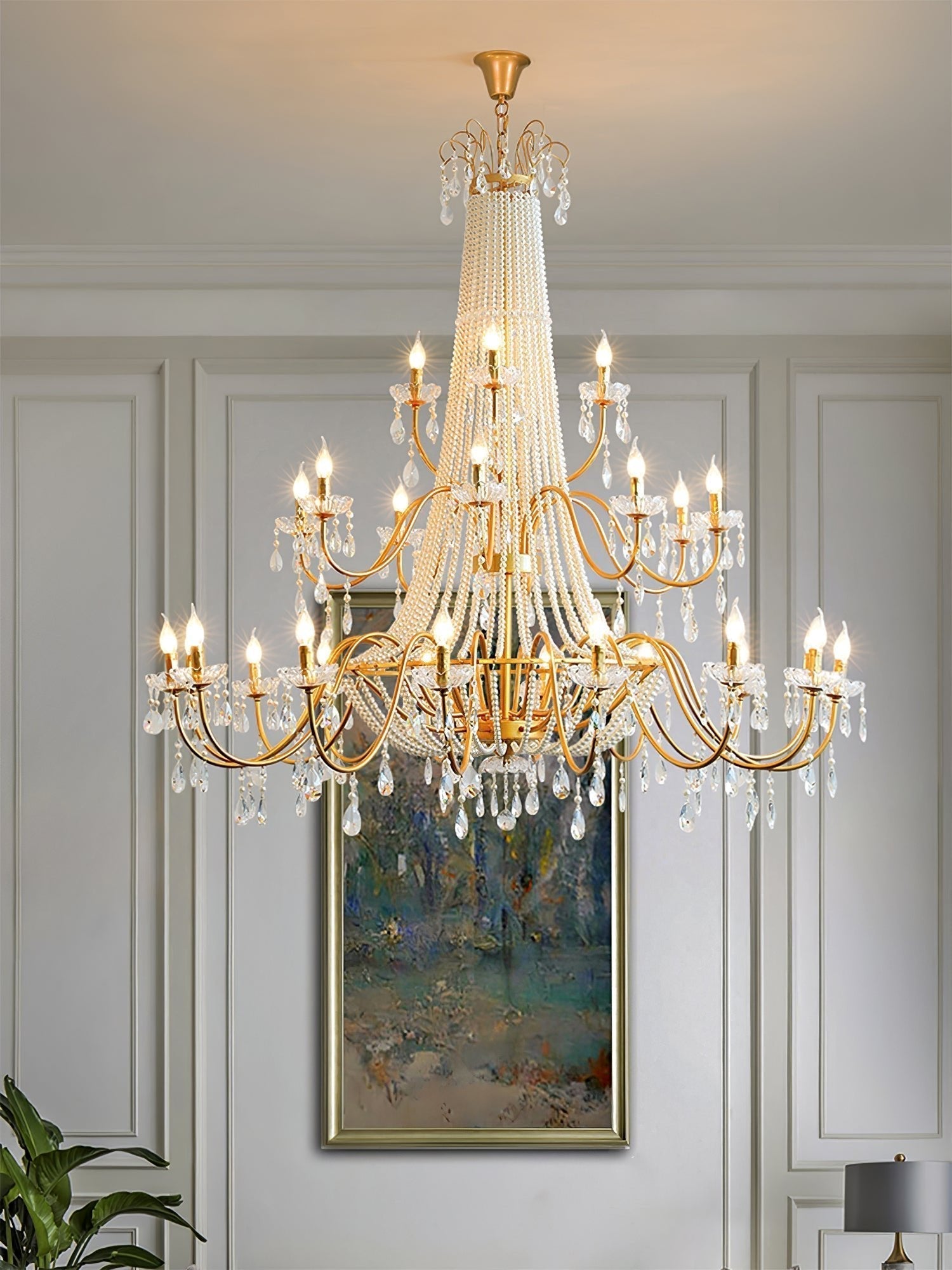 Eurvaros Vintage Crystal Brass Chandelier - Blowlighting