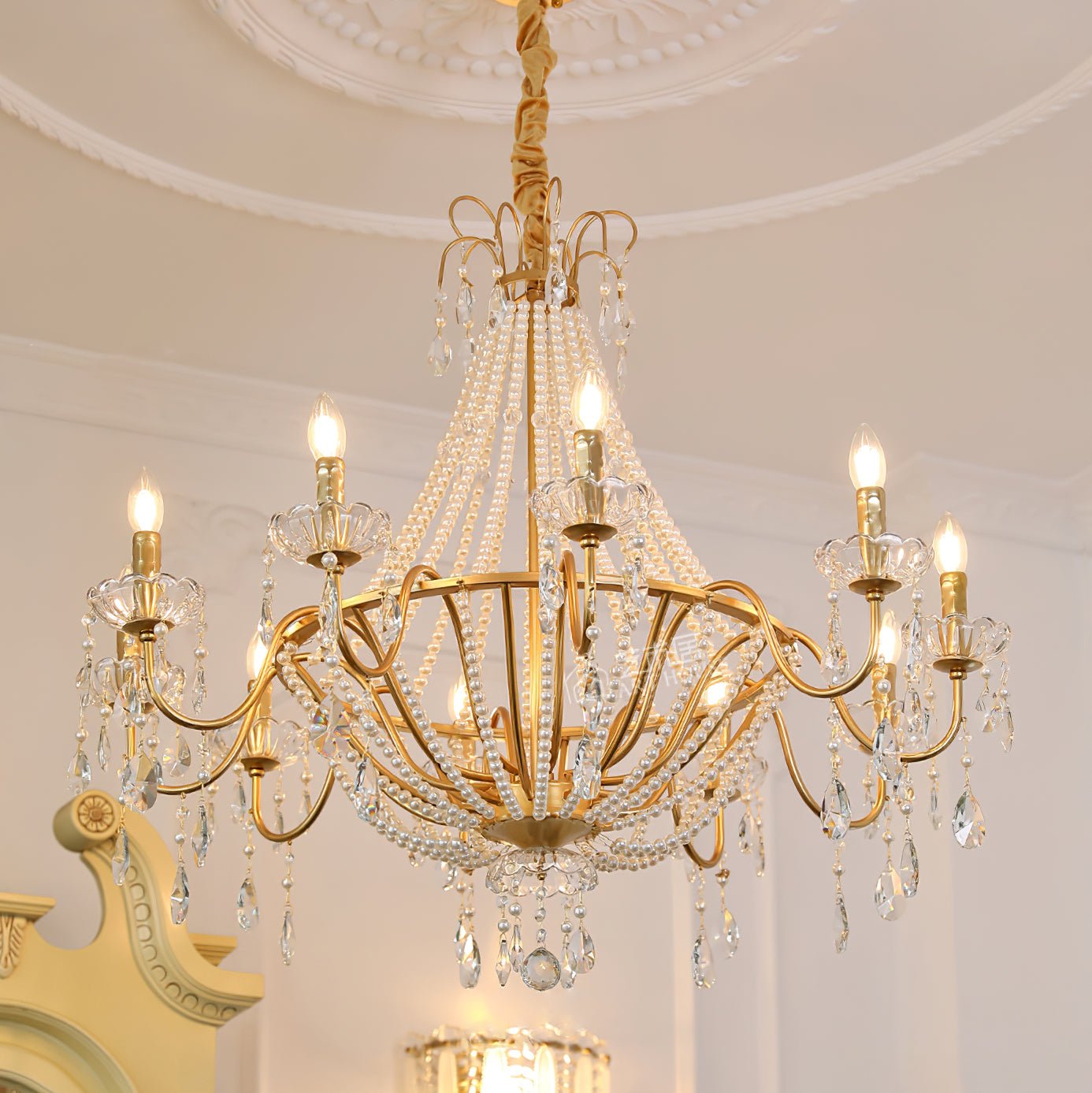 Eurvaros Lustre vintage en cristal et laiton - Neutralighting