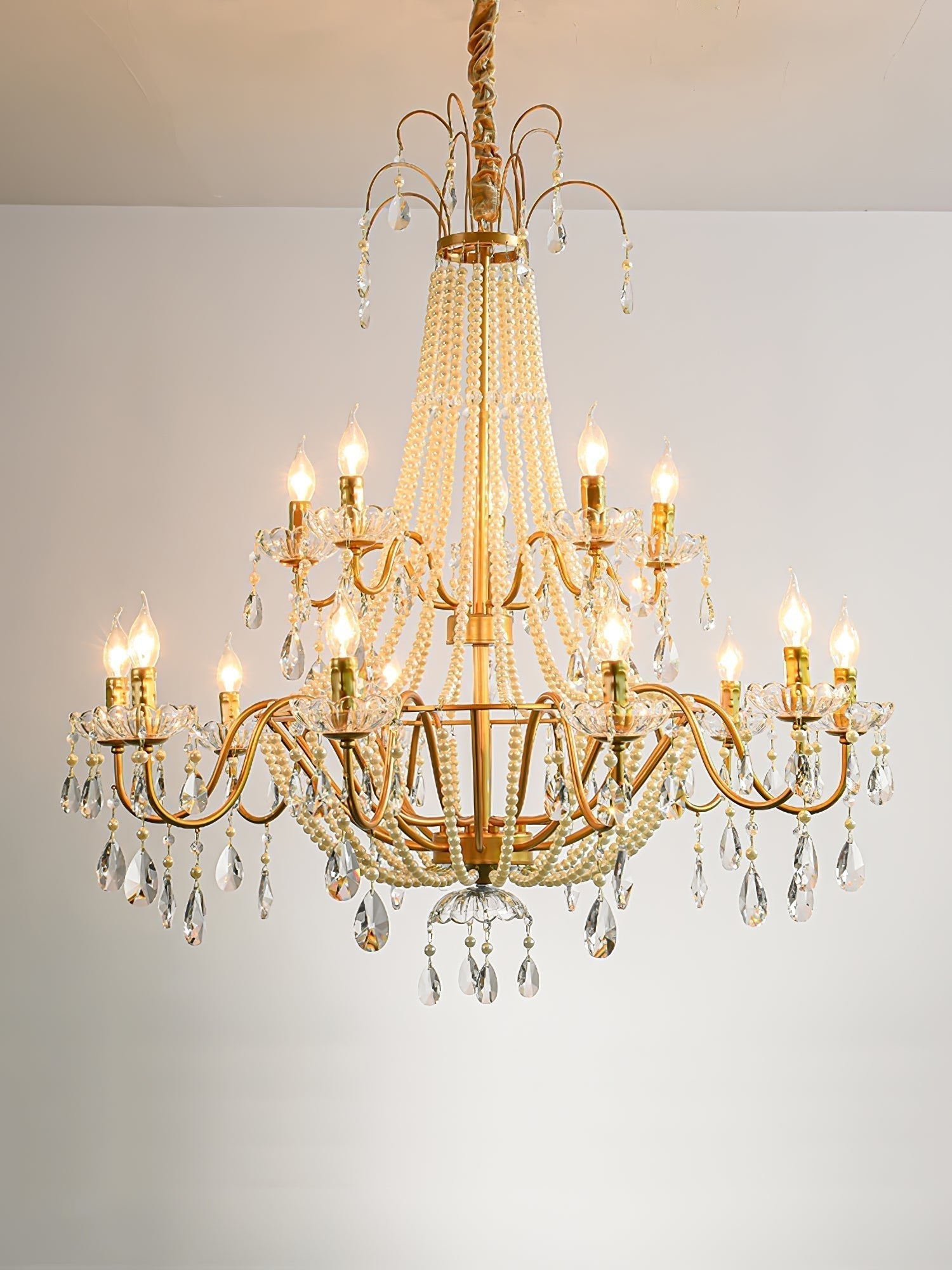 Eurvaros Lustre vintage en cristal et laiton - Neutralighting