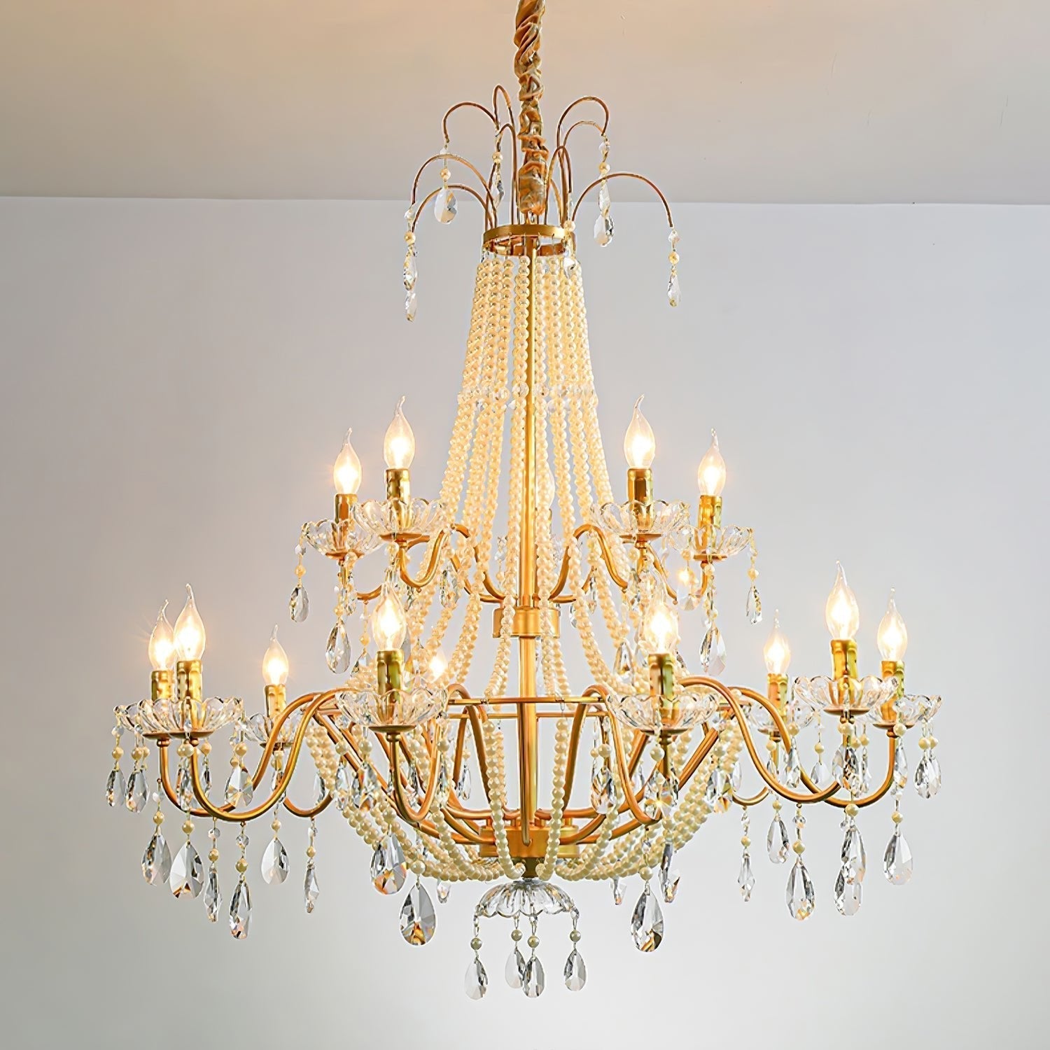 Eurvaros Vintage Crystal Brass Chandelier - Blowlighting