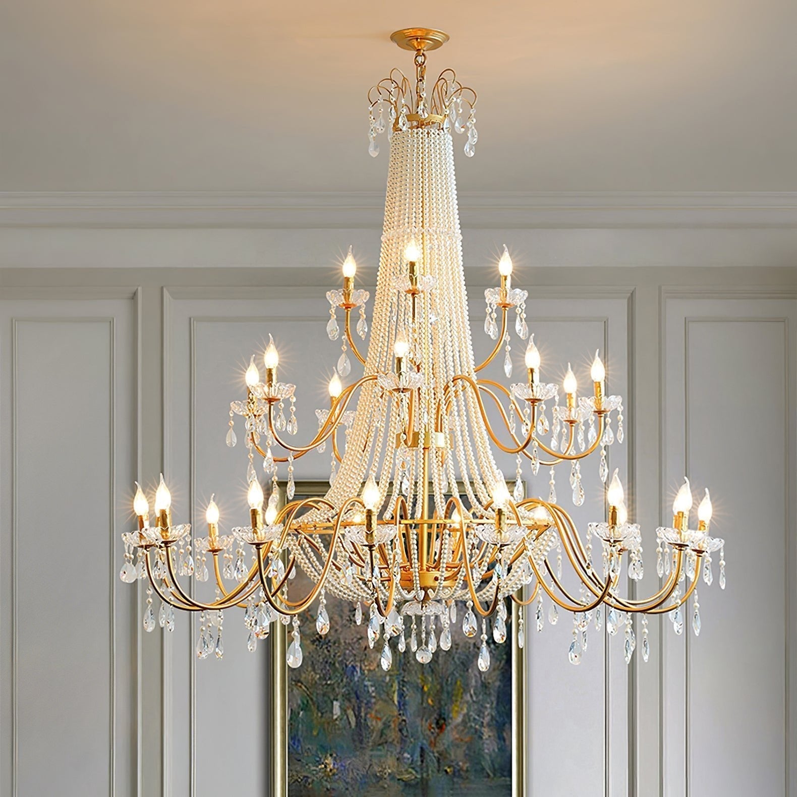 Eurvaros Vintage Crystal Brass Chandelier - Blowlighting