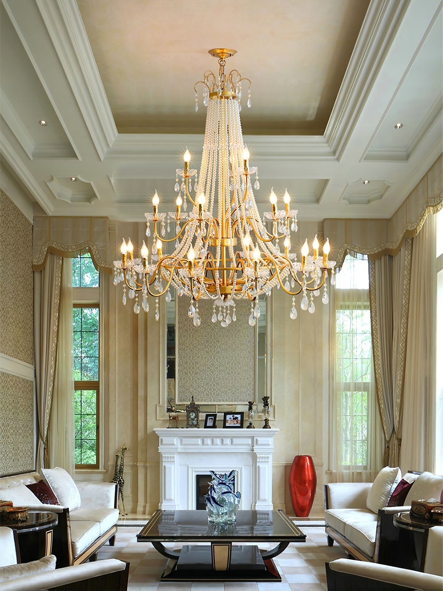 Eurvaros Lustre vintage en cristal et laiton - Neutralighting