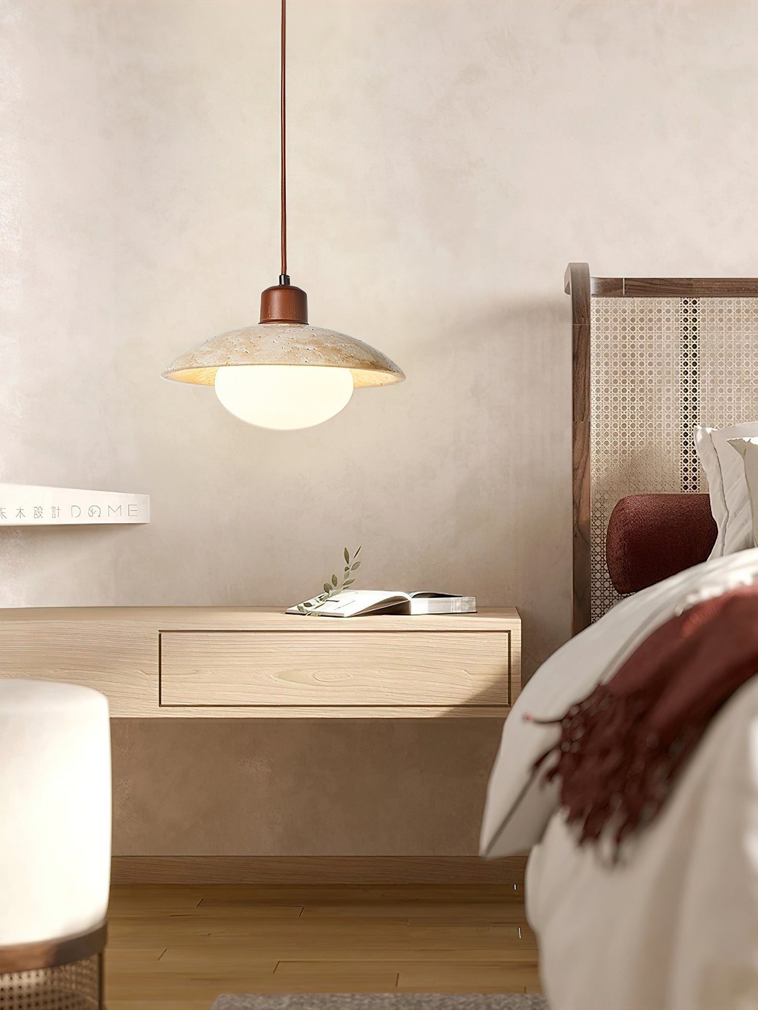 Onorarae Dôme-Abat-Jour Travertin Pendentif Lumière - Neutralighting