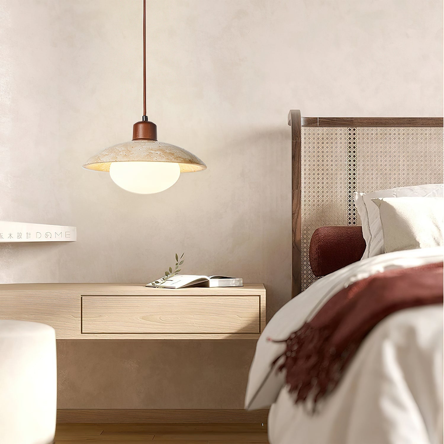 Onorarae Dôme-Abat-Jour Travertin Pendentif Lumière - Neutralighting