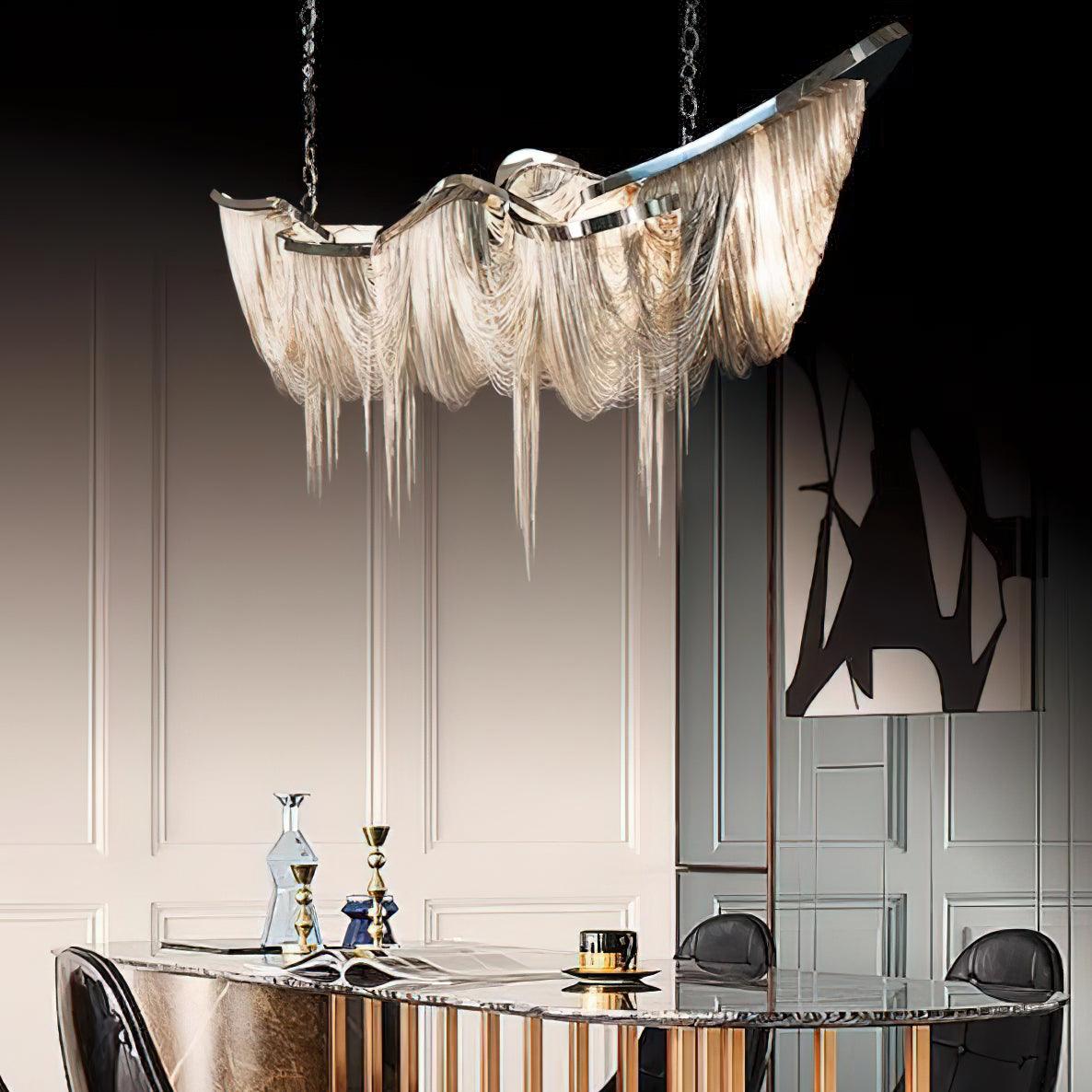 Solara Chandelier Franges Dorées - Neutralighting