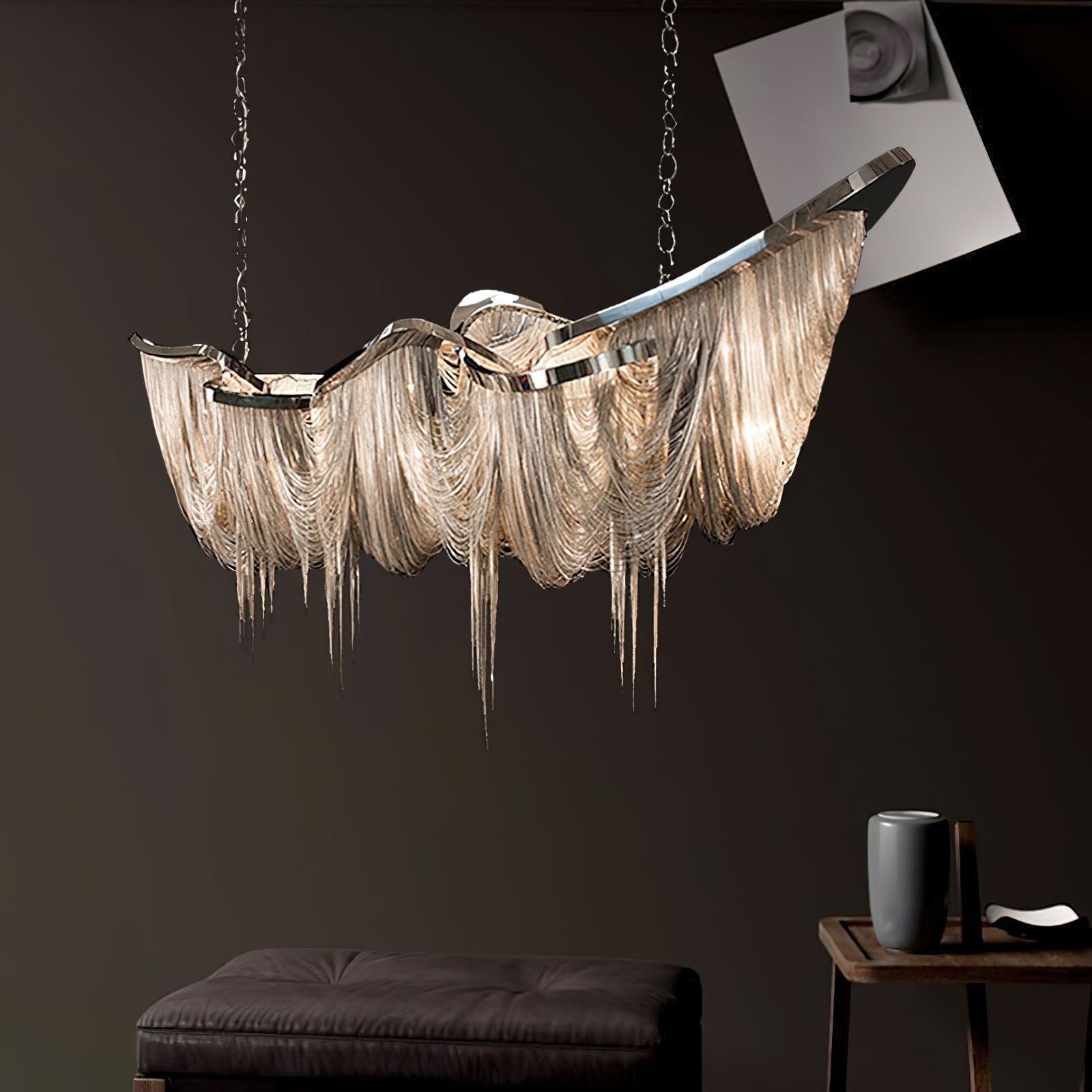 Solara Chandelier Franges Dorées - Neutralighting