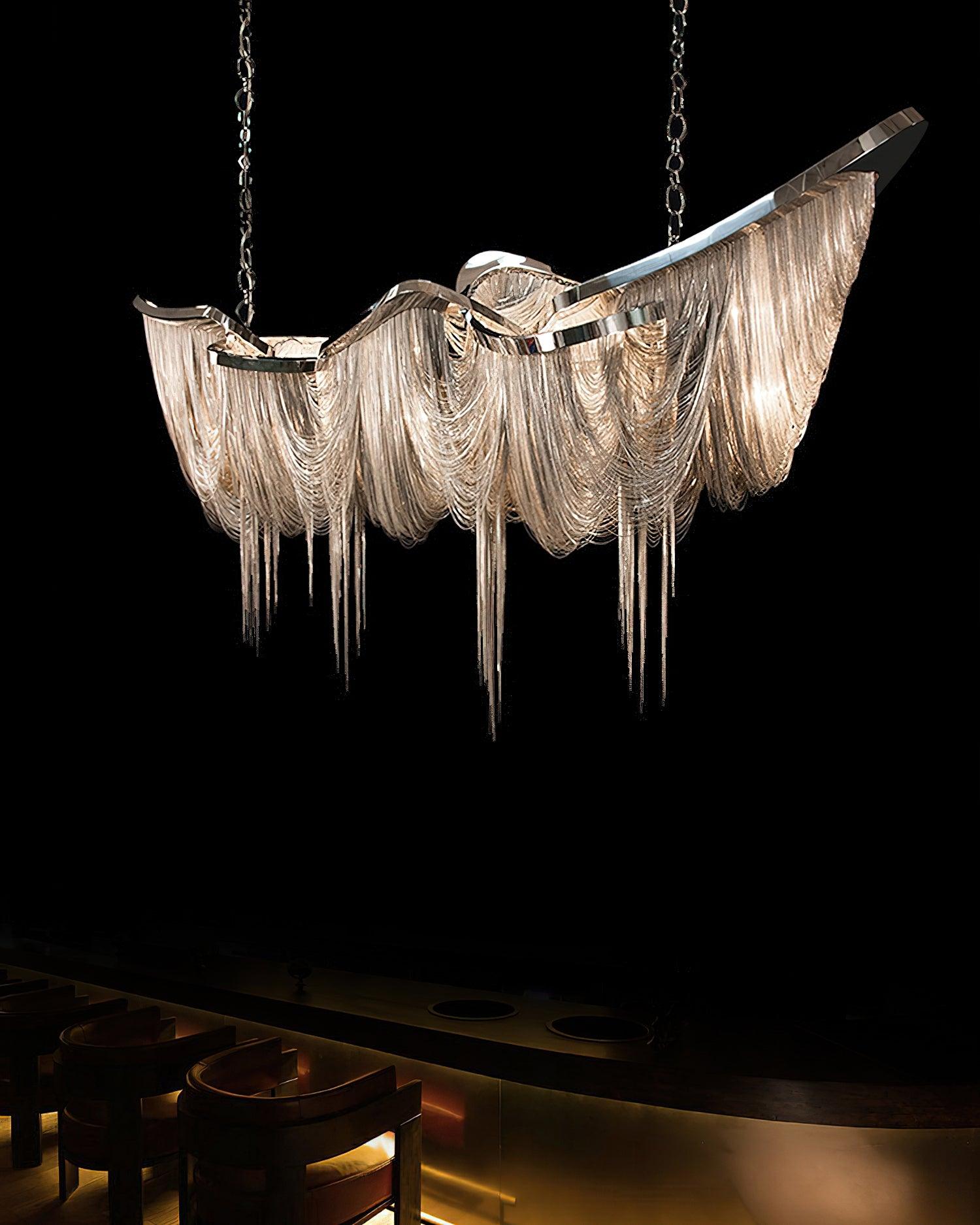 Solara Chandelier Franges Dorées - Neutralighting