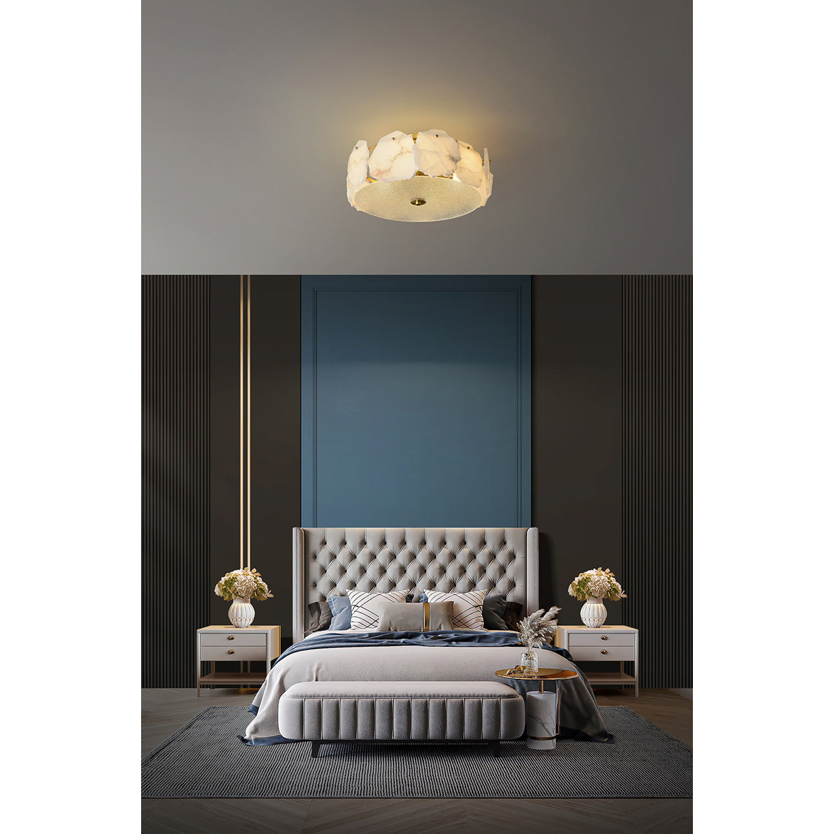 Zoruvys Sophistiqué Disque Plat Albâtre Verre Plafonnier - Neutralighting