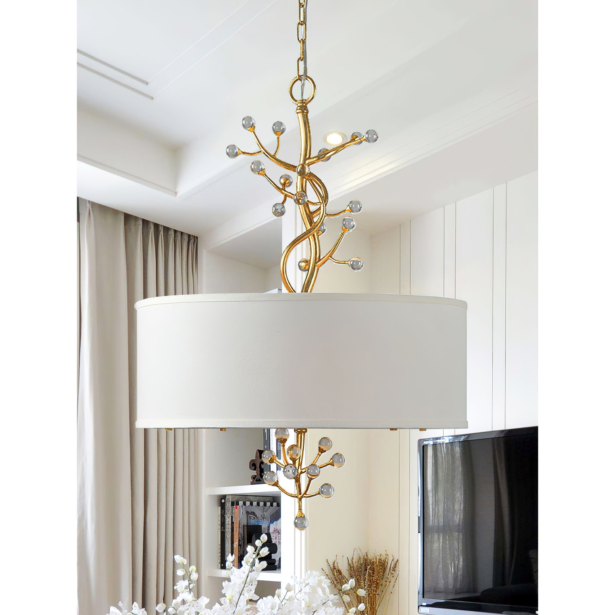 Asbury Individual Creativity Crystal Fabric Pendant Lamp - Lamp Copper
