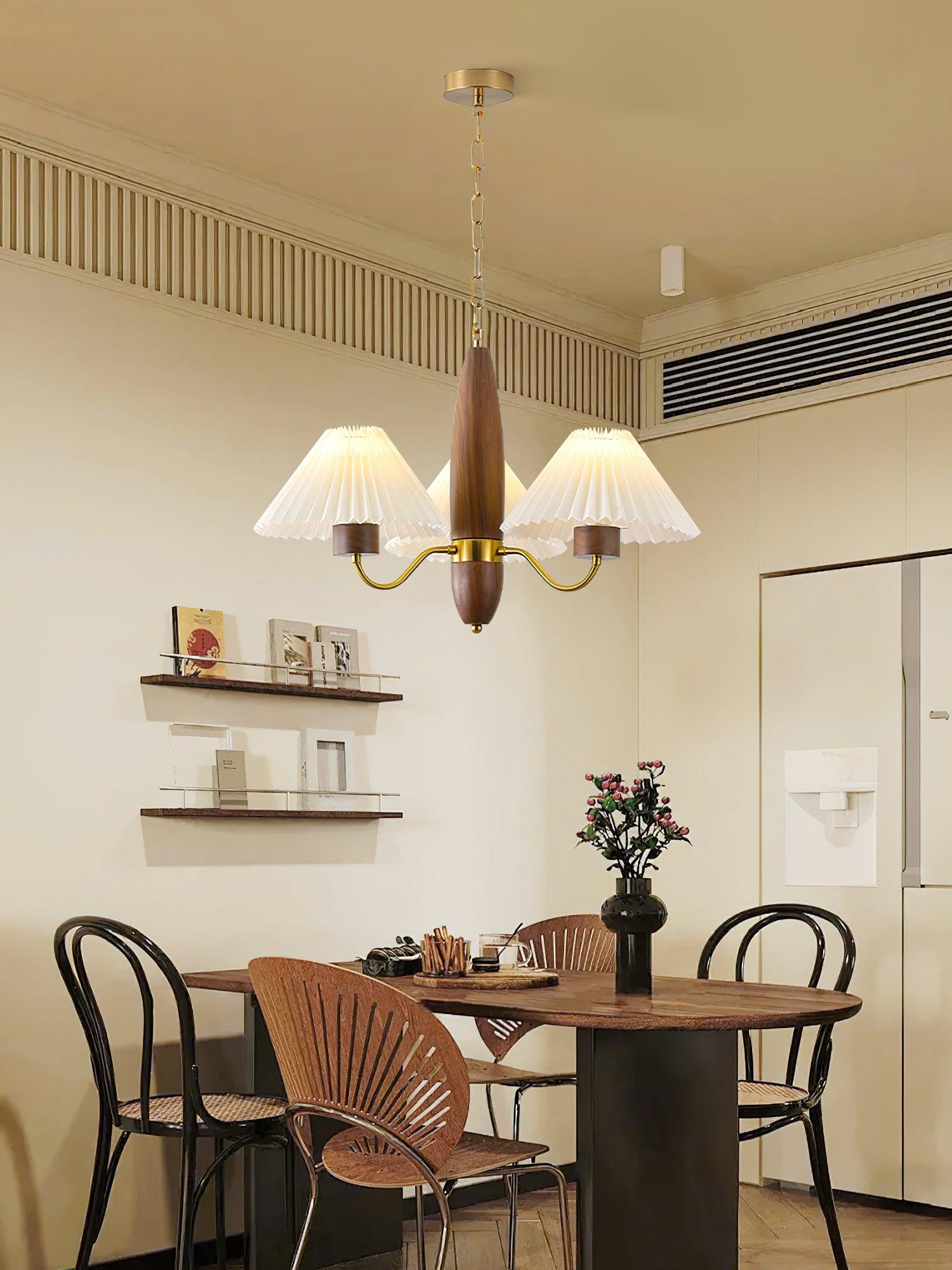 Lustra Chandelier Élégant en Noyer et Laiton - Neutralighting